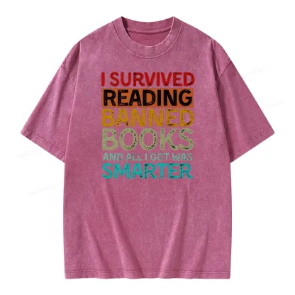 Pagewings I Survived Reading Banned Books And All I Got Was Smarter Unisex Washed T-shirt