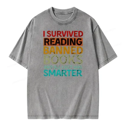 Pagewings I Survived Reading Banned Books And All I Got Was Smarter Unisex Washed T-shirt