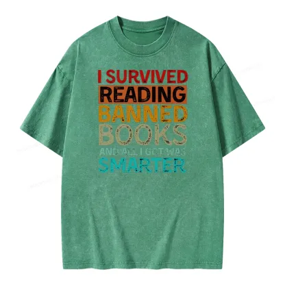 Pagewings I Survived Reading Banned Books And All I Got Was Smarter Unisex Washed T-shirt