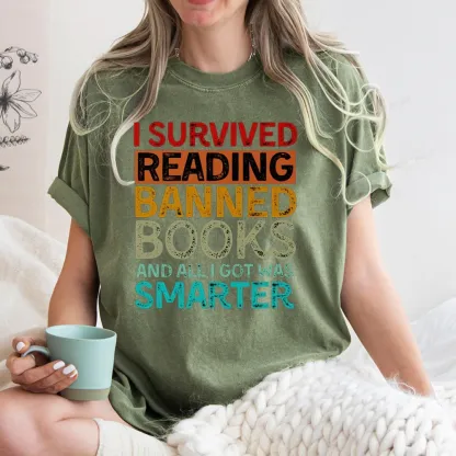 Pagewings I Survived Reading Banned Books And All I Got Was Smarter Unisex Washed T-shirt