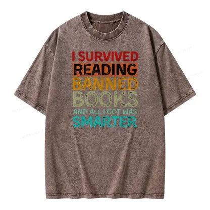 Pagewings I Survived Reading Banned Books And All I Got Was Smarter Unisex Washed T-shirt