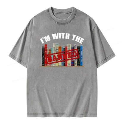 Pagewings I'm With The Banned Funny Book Unisex Washed T-shirt