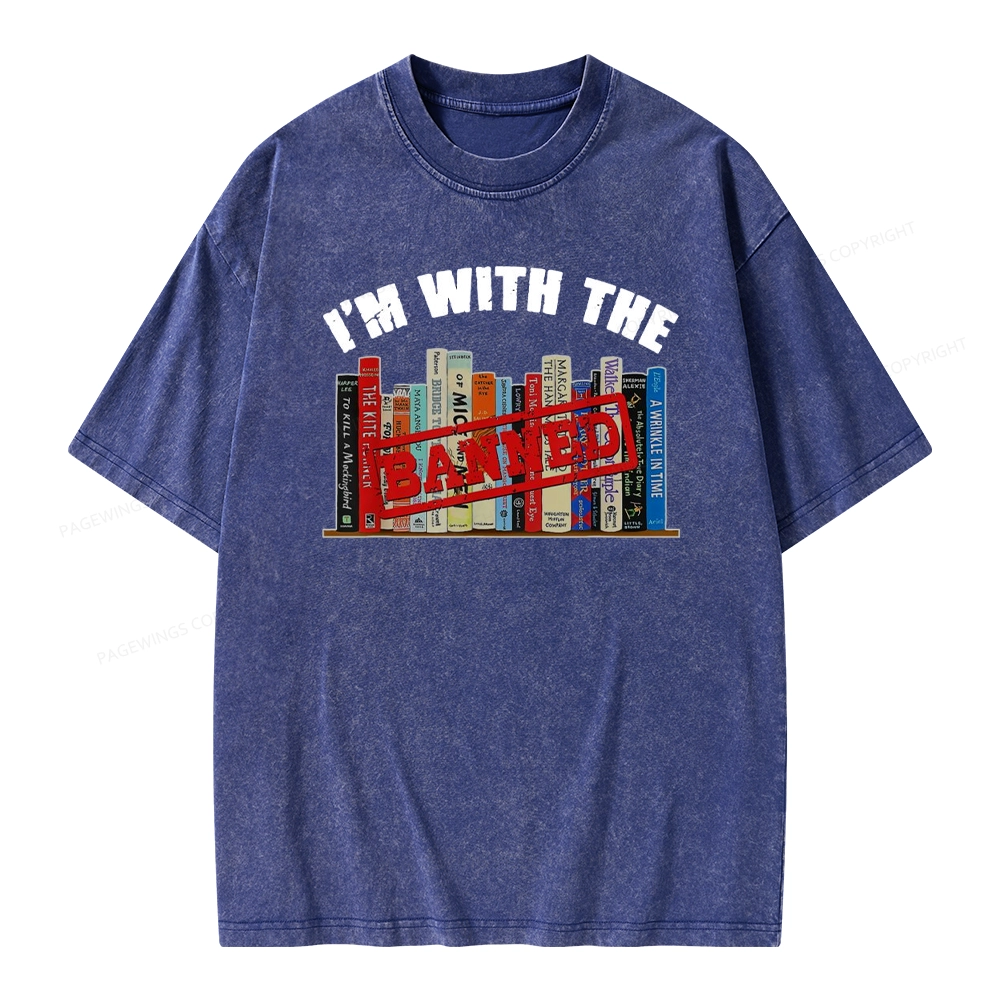 Pagewings I'm With The Banned Funny Book Unisex Washed T-shirt
