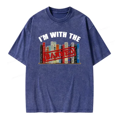 Pagewings I'm With The Banned Funny Book Unisex Washed T-shirt