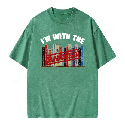 Pagewings I'm With The Banned Funny Book Unisex Washed T-shirt