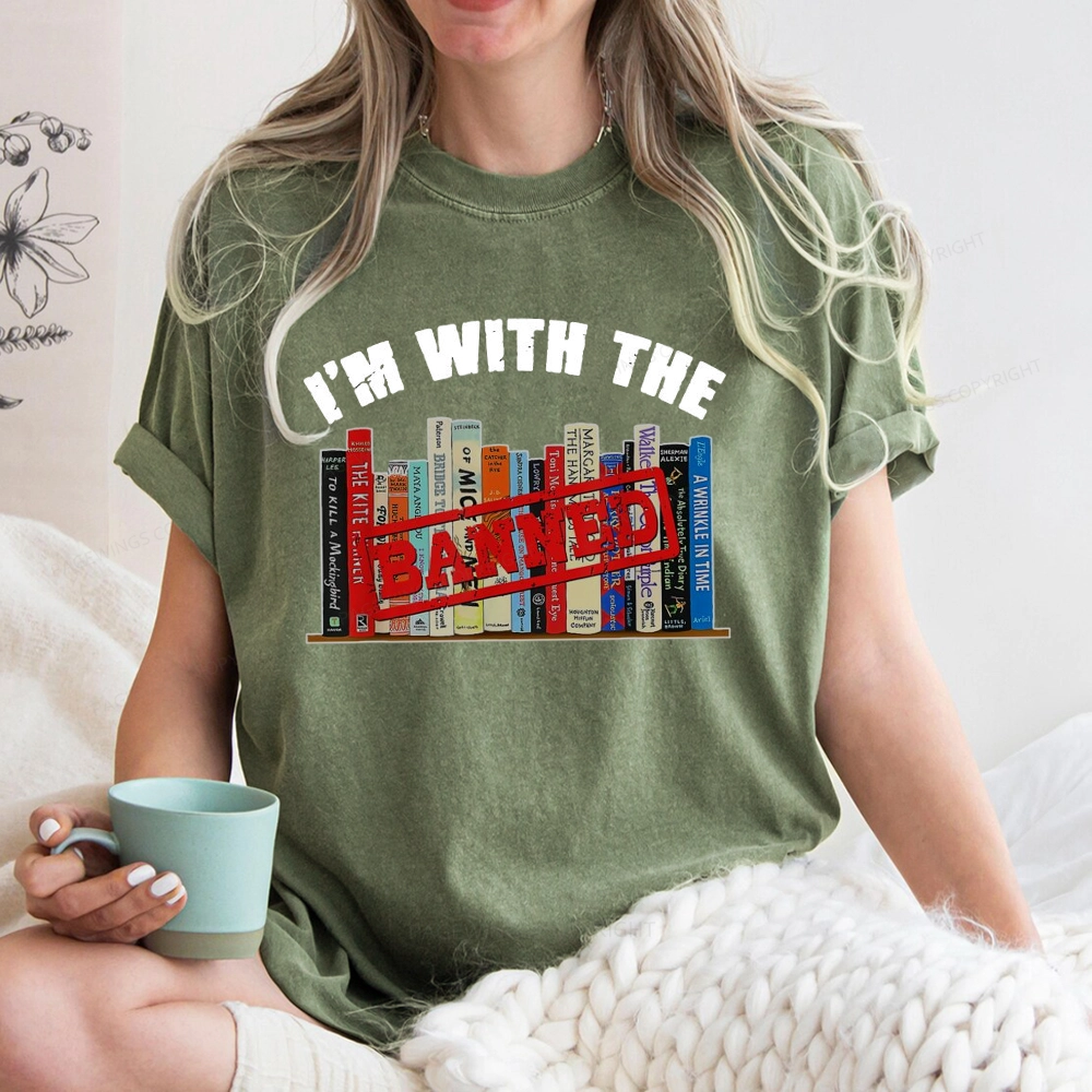 Pagewings I'm With The Banned Funny Book Unisex Washed T-shirt