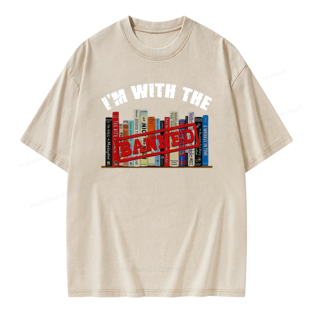 Pagewings I'm With The Banned Funny Book Unisex Washed T-shirt