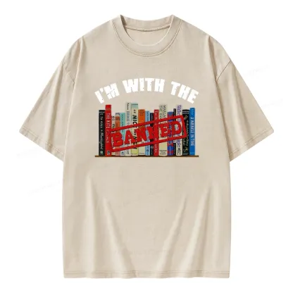 Pagewings I'm With The Banned Funny Book Unisex Washed T-shirt