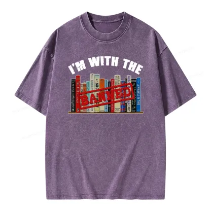 Pagewings I'm With The Banned Funny Book Unisex Washed T-shirt