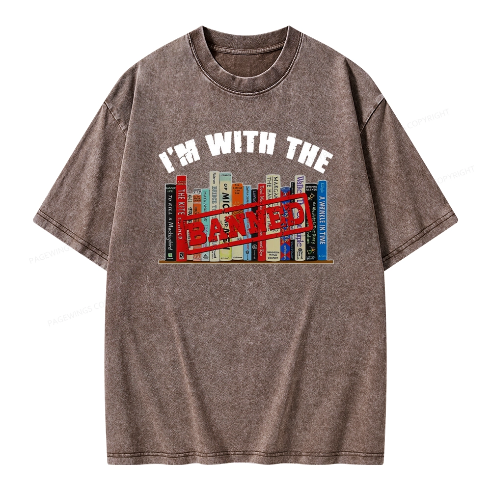 Pagewings I'm With The Banned Funny Book Unisex Washed T-shirt