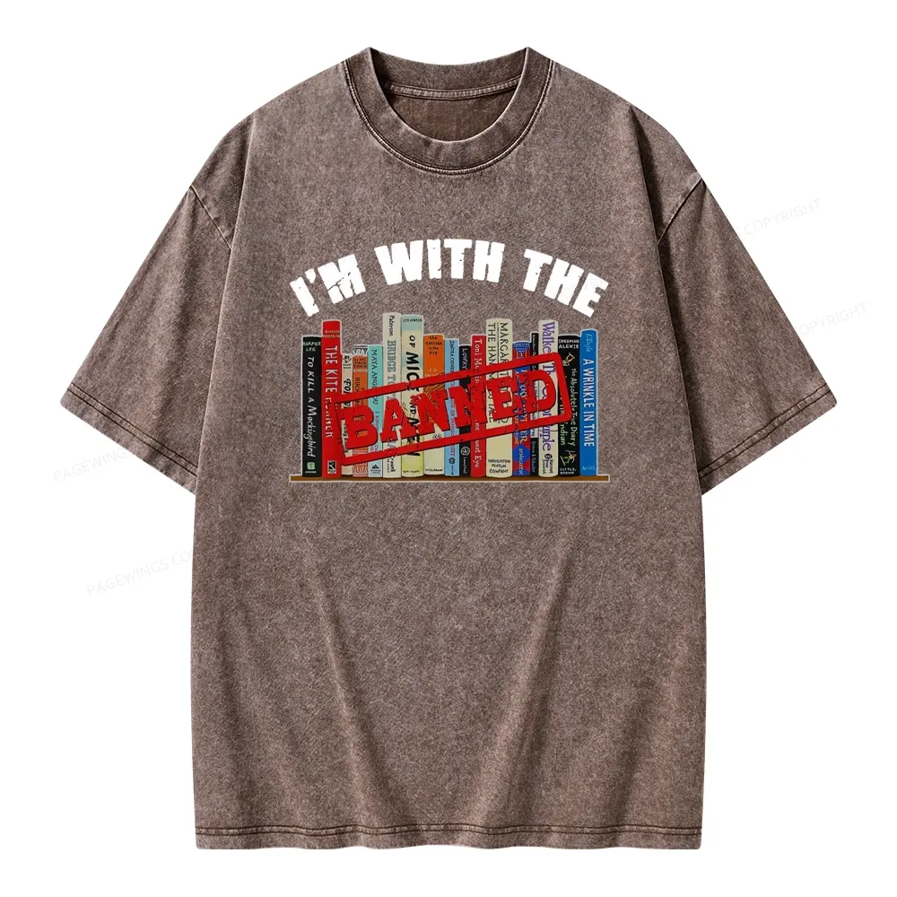 Pagewings I'm With The Banned Funny Book Unisex Washed T-shirt