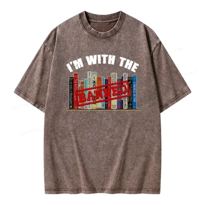 Pagewings I'm With The Banned Funny Book Unisex Washed T-shirt