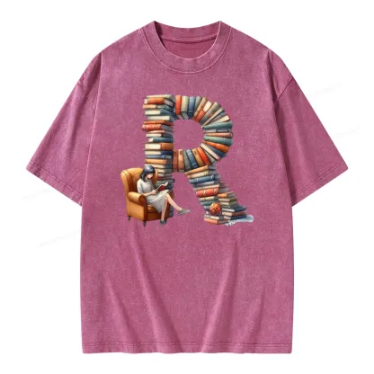 Pagewings Book Letter R Unisex Washed T-shirt