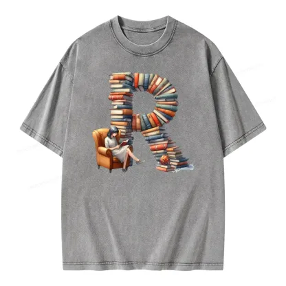Pagewings Book Letter R Unisex Washed T-shirt