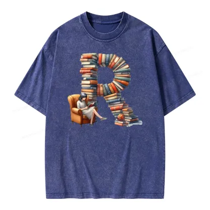 Pagewings Book Letter R Unisex Washed T-shirt