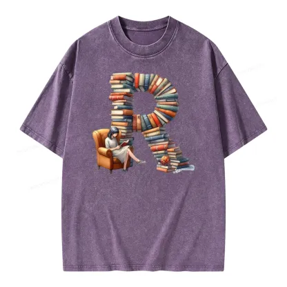Pagewings Book Letter R Unisex Washed T-shirt
