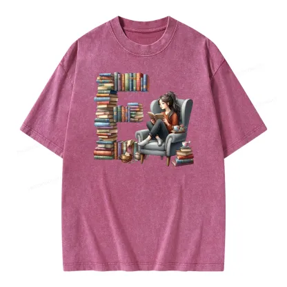 Pagewings Book Letter E Unisex Washed T-shirt