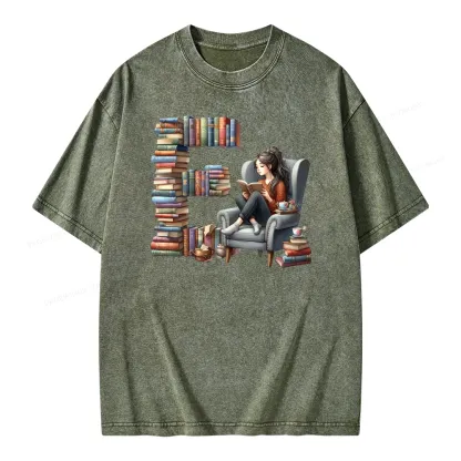 Pagewings Book Letter E Unisex Washed T-shirt