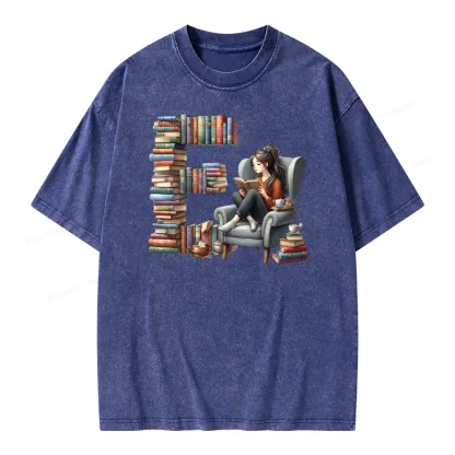 Pagewings Book Letter E Unisex Washed T-shirt