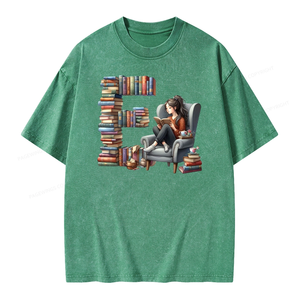 Pagewings Book Letter E Unisex Washed T-shirt