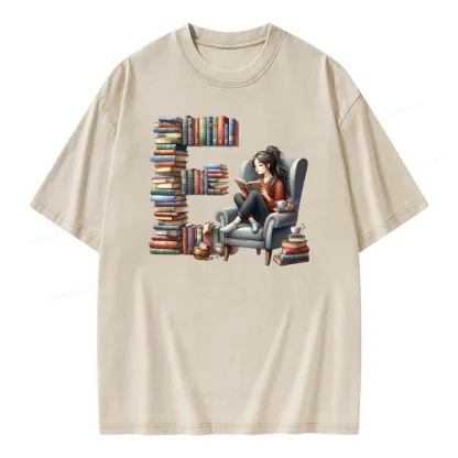 Pagewings Book Letter E Unisex Washed T-shirt
