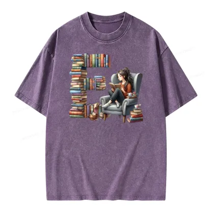 Pagewings Book Letter E Unisex Washed T-shirt