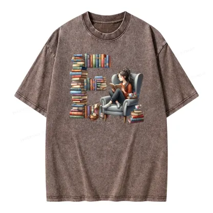 Pagewings Book Letter E Unisex Washed T-shirt
