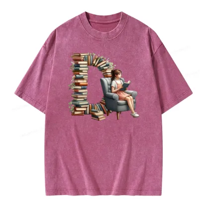 Pagewings Book Letter D Unisex Washed T-shirt