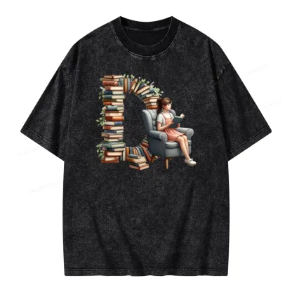 Pagewings Book Letter D Unisex Washed T-shirt