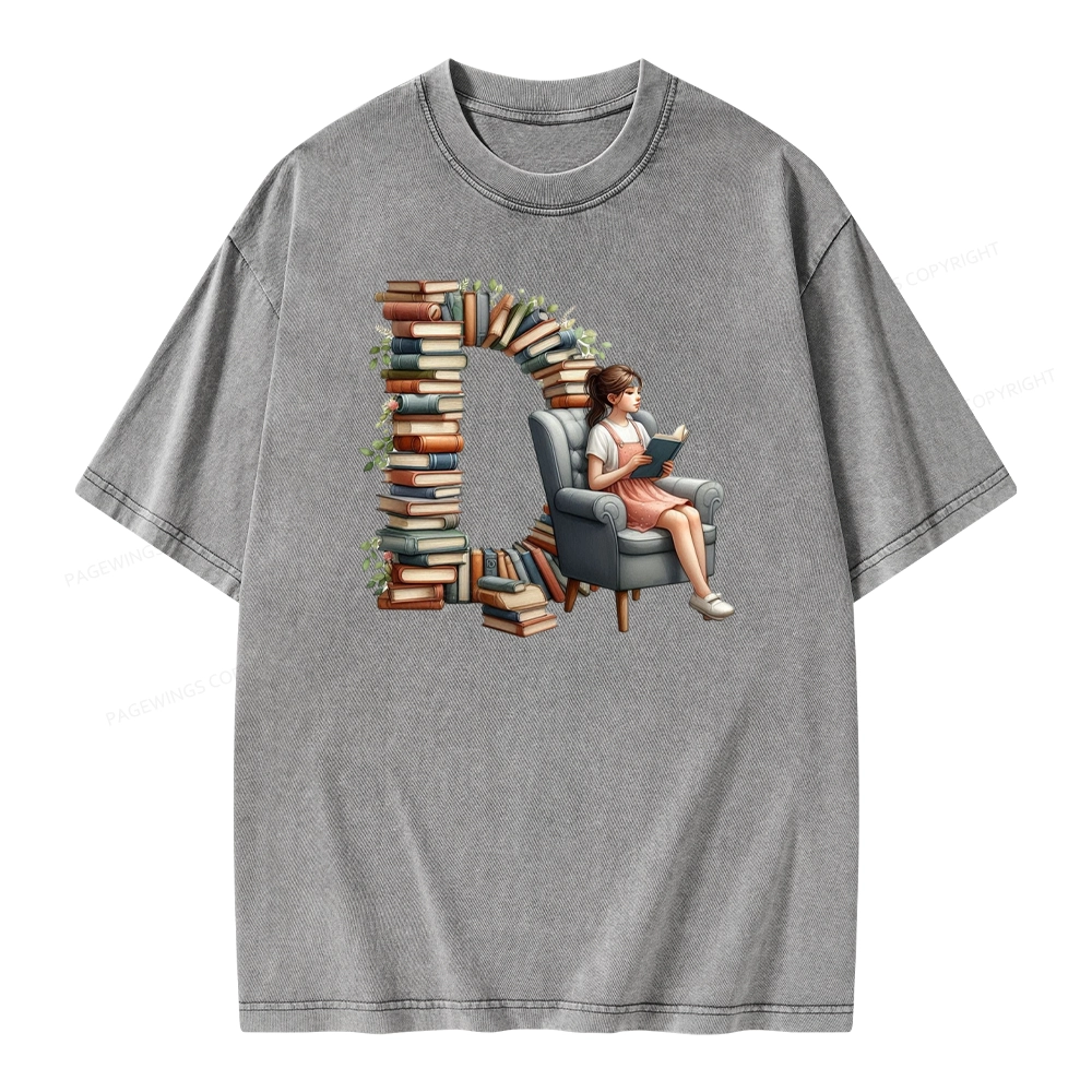 Pagewings Book Letter D Unisex Washed T-shirt