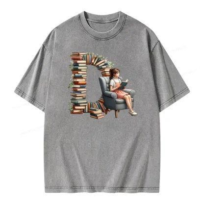 Pagewings Book Letter D Unisex Washed T-shirt