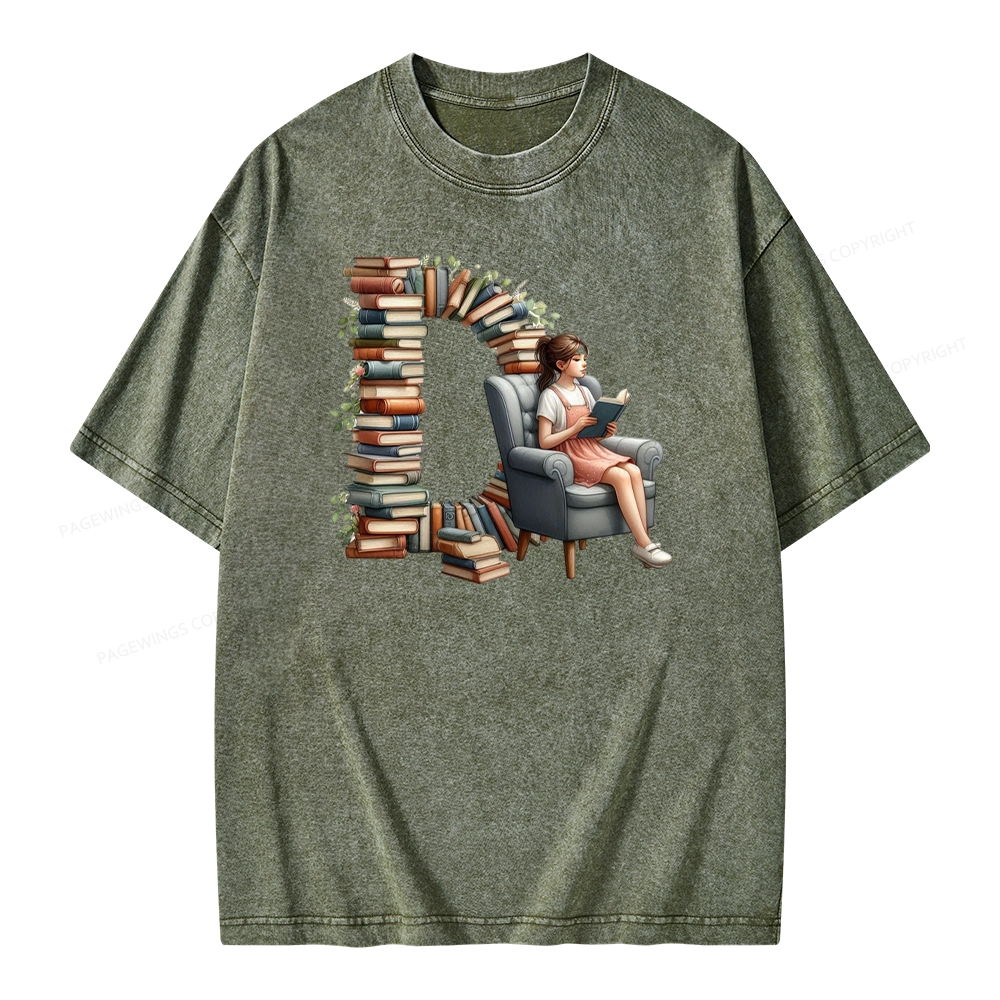 Pagewings Book Letter D Unisex Washed T-shirt