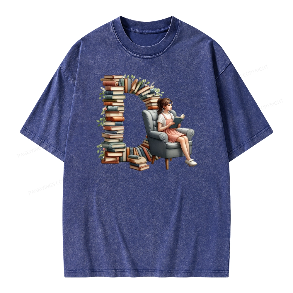 Pagewings Book Letter D Unisex Washed T-shirt