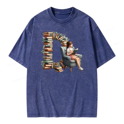 Pagewings Book Letter D Unisex Washed T-shirt