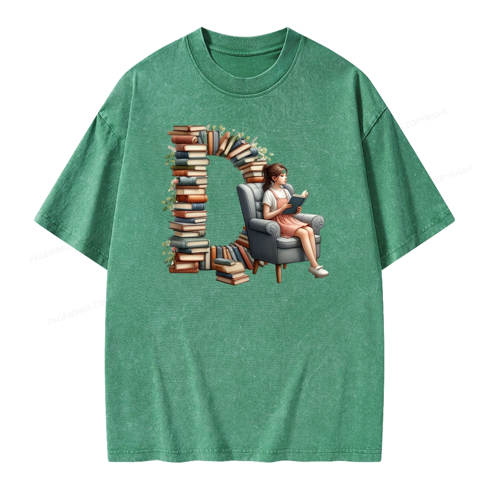Pagewings Book Letter D Unisex Washed T-shirt