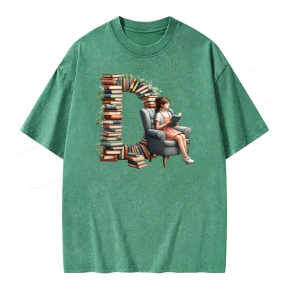 Pagewings Book Letter D Unisex Washed T-shirt
