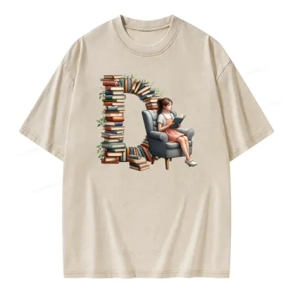 Pagewings Book Letter D Unisex Washed T-shirt