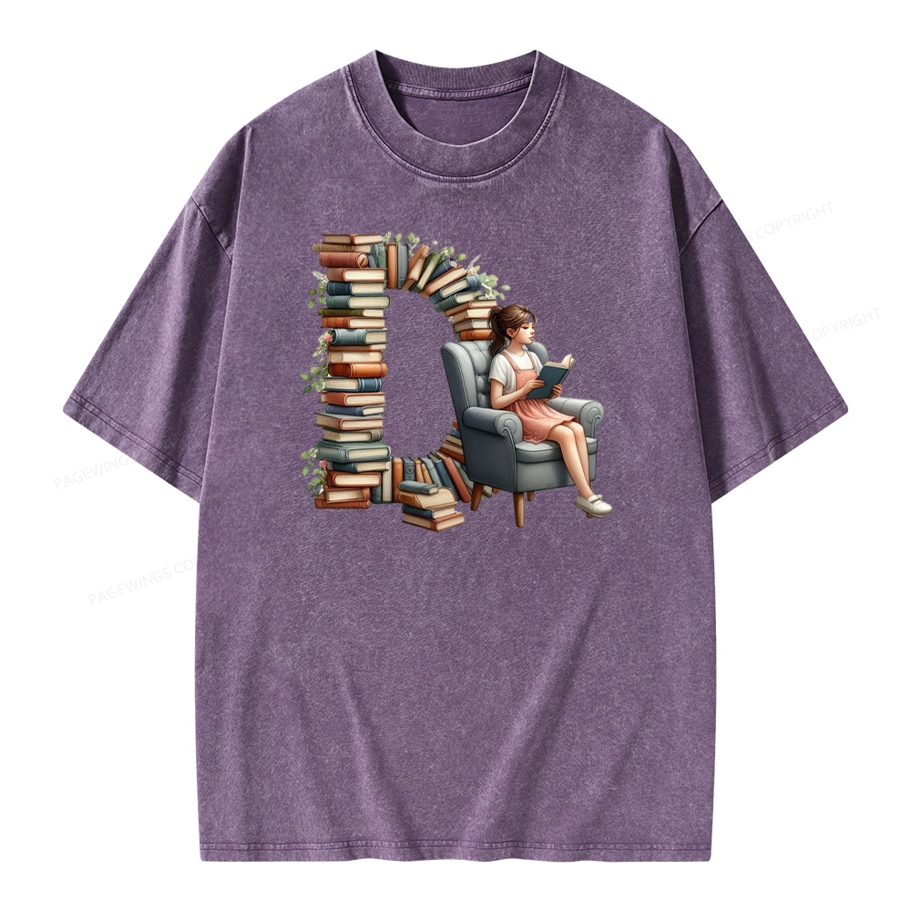 Pagewings Book Letter D Unisex Washed T-shirt