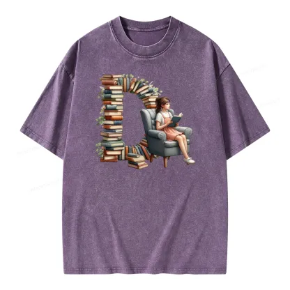 Pagewings Book Letter D Unisex Washed T-shirt