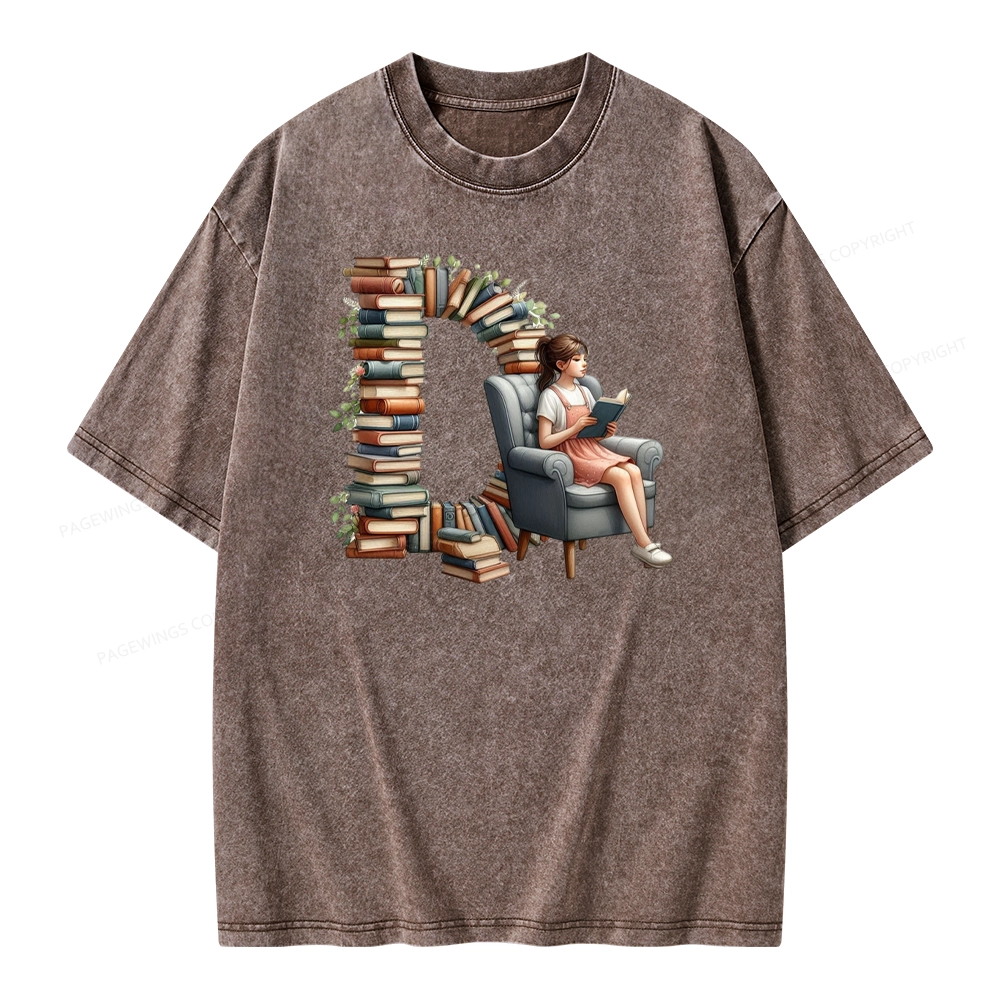 Pagewings Book Letter D Unisex Washed T-shirt