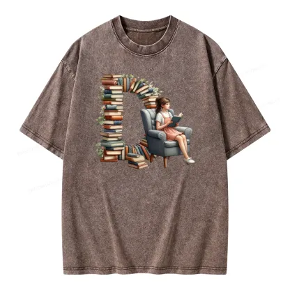 Pagewings Book Letter D Unisex Washed T-shirt