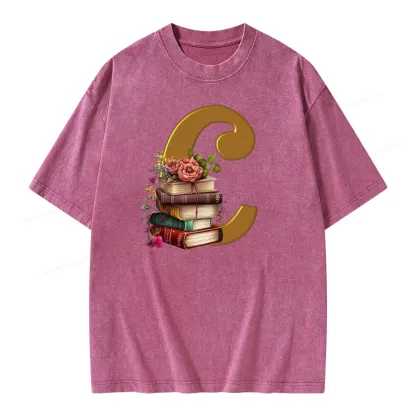Pagewings Book Letter C Unisex Washed T-shirt