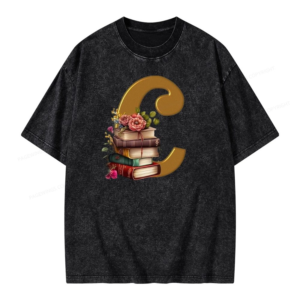 Pagewings Book Letter C Unisex Washed T-shirt