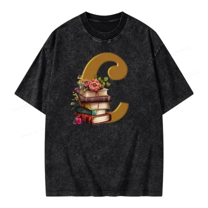 Pagewings Book Letter C Unisex Washed T-shirt
