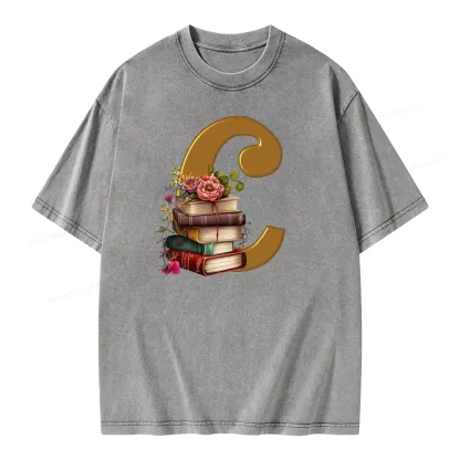 Pagewings Book Letter C Unisex Washed T-shirt