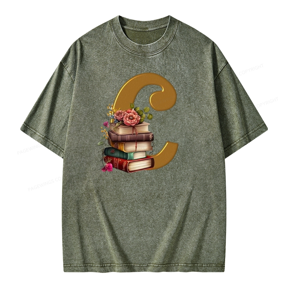 Pagewings Book Letter C Unisex Washed T-shirt