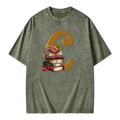 Pagewings Book Letter C Unisex Washed T-shirt