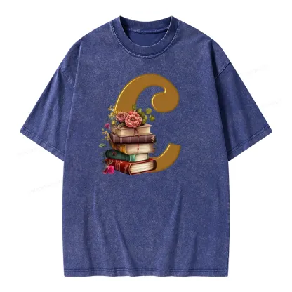 Pagewings Book Letter C Unisex Washed T-shirt
