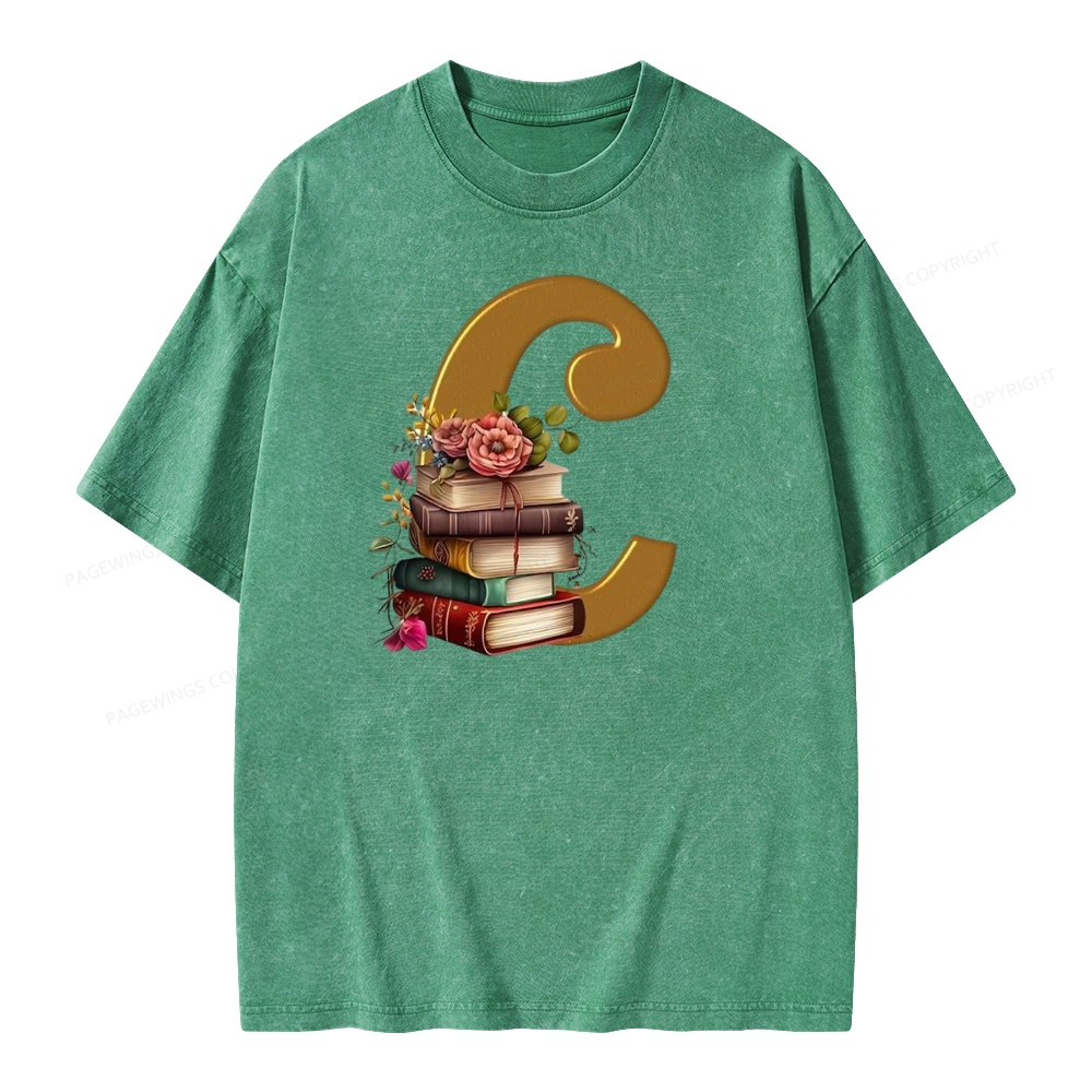 Pagewings Book Letter C Unisex Washed T-shirt
