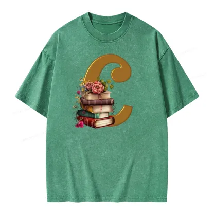 Pagewings Book Letter C Unisex Washed T-shirt